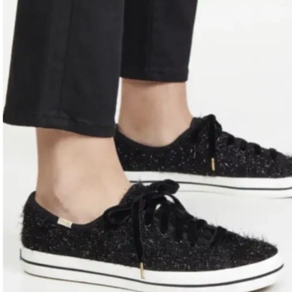 NWT Kate Spade Keds Black Kickstart sparkle tinsel Sneakers size 9 - Picture 15 of 15